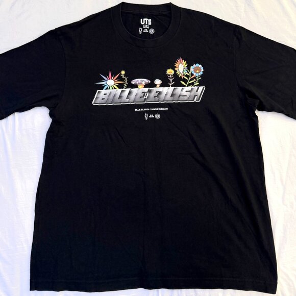 Uniqlo Billie Eilish x Takashi Murakami UT Black Flower T-Shirt - Picture 1 of 2